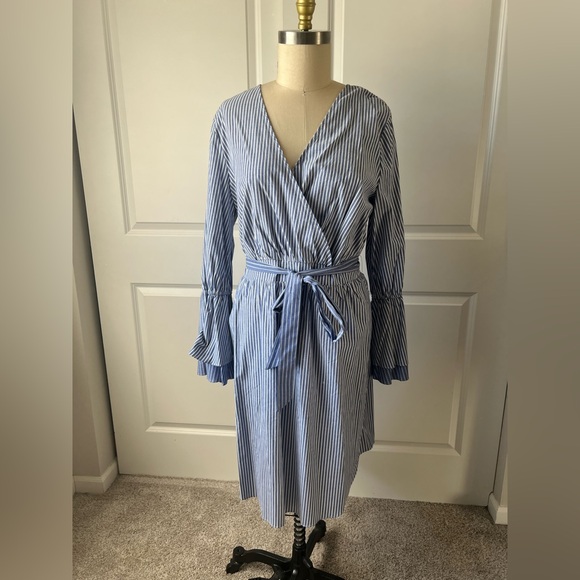 a new day Dresses & Skirts - Cotton Striped Midi Dress in Blue and White